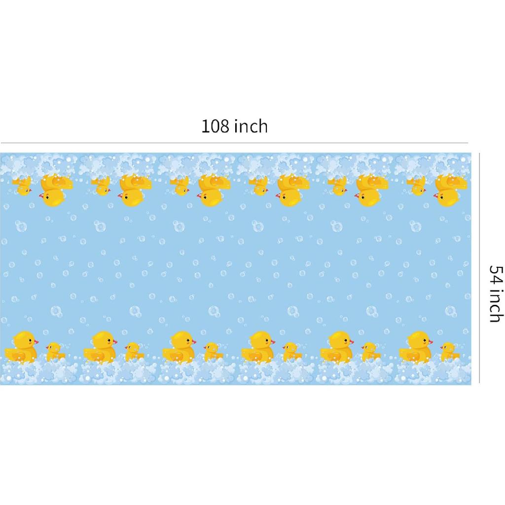 APOWBLS Rubber Duck Party Decorations Tablecloth - Disposable Duck Party Supplies Table Cover, Bubble Bath Rubber Duck Theme Table Cloth for Birthday