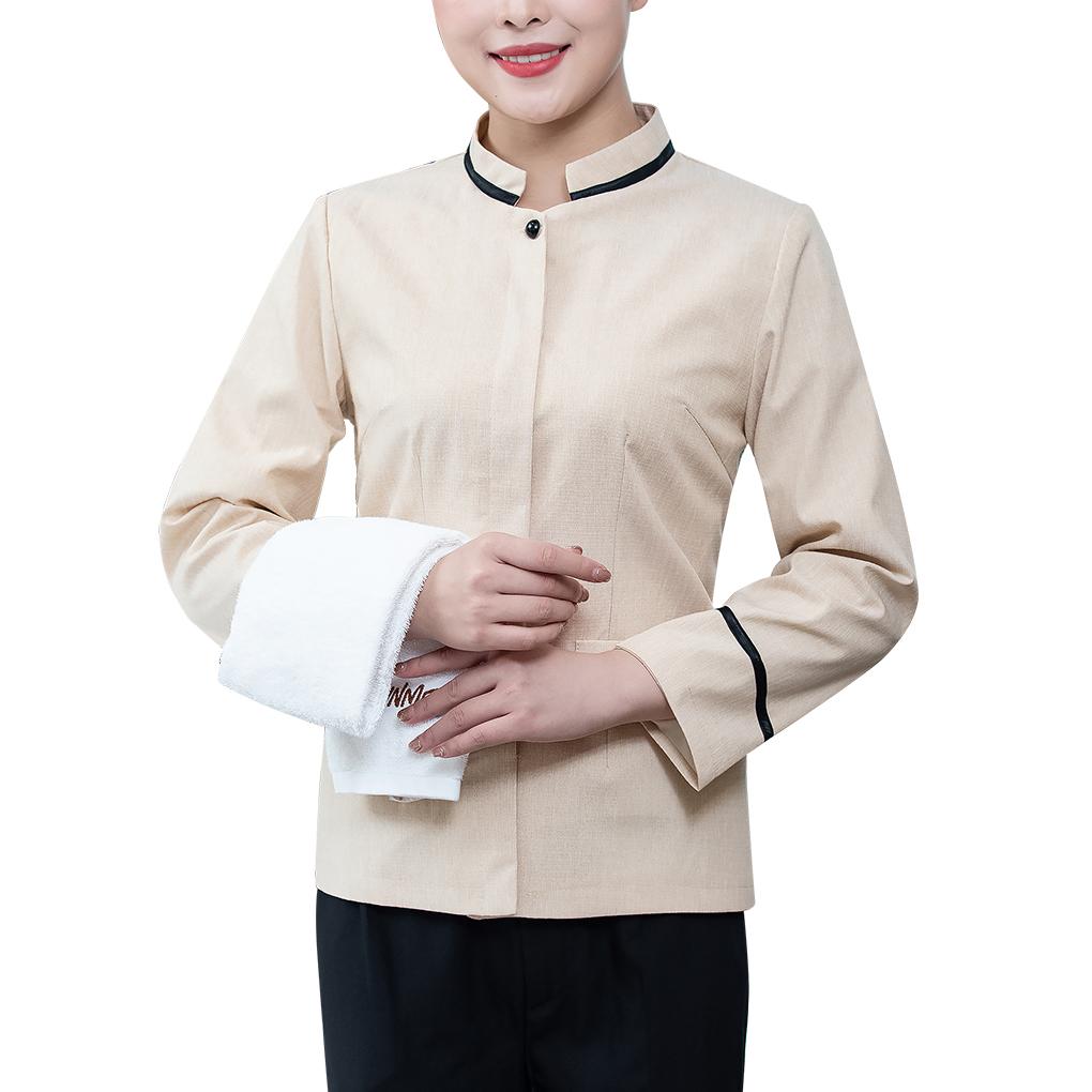 Housekeeping Uniforms Long Sleeved Neat Routing Comfortable Durability Straight Back Wear-resisting Waitress Clothing