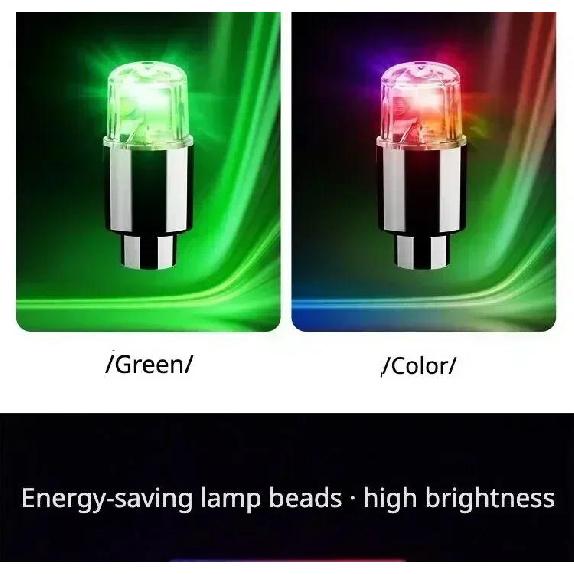2/4PCS Colorful LED Wheel Valve Lights Motorcycles Bicycles Car Wheel Tire Valve Caps Universal Dustproof Bicycle Valve Cover Valve Stems 1