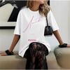 American Chic Niche Design Sense% Pure Cotton Fashion Short Sleeve Print Chic Hong Kong Style Oversizet Shirt Tide