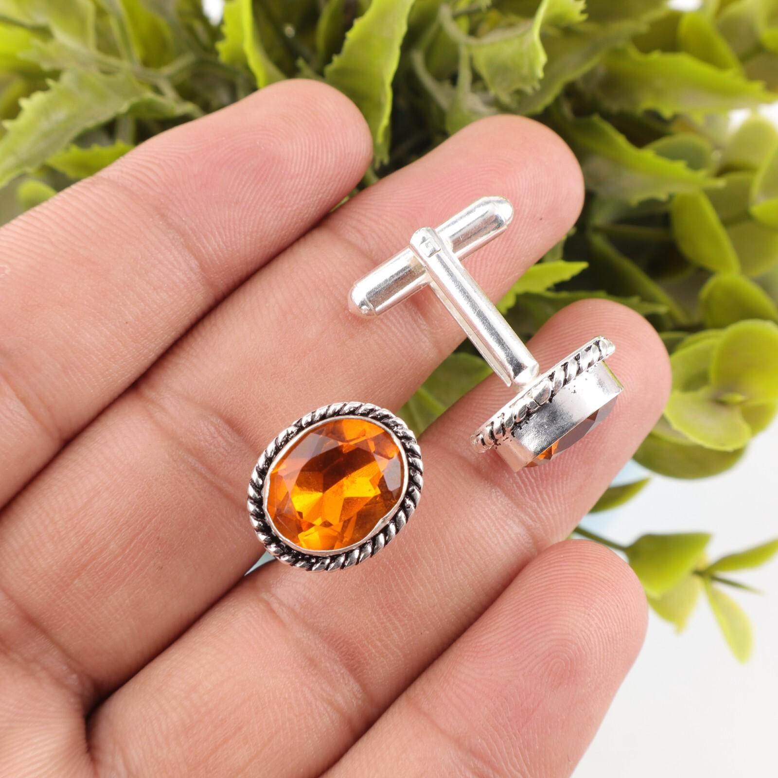 

Цитрин Драгоценный камень Ювелирные изделия из стерлингового серебра 925 Запонки Мужские аксессуары для вечеринок CL-1-11