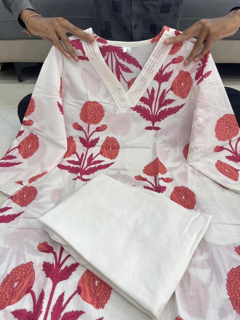 Indisches Designer Baumwollkordel Set Damen Bollywood Partykleidung Oberteil Tunika Kurta Hose Set Kleid