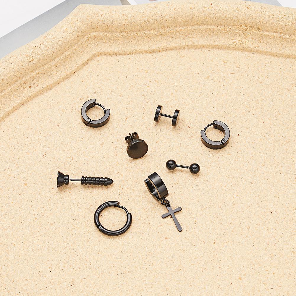 Black Stainless Steel Stud Earrings Simple Fashion Earrings Creative Ear Buckles Accessories Jewelry