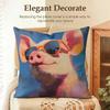 Cuscino Decorativo Amici Maialini Carini Divertenti Copricuscino Lino Naturale Tessuto Biologico Stampa Double Face Divano Arredamento Casa Cuscino Regalo