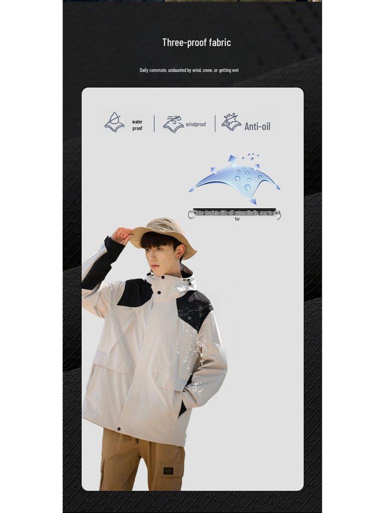Korean Style Men's Loose Fit Outdoor Suit: 3-in-1 Winter Windbreaker