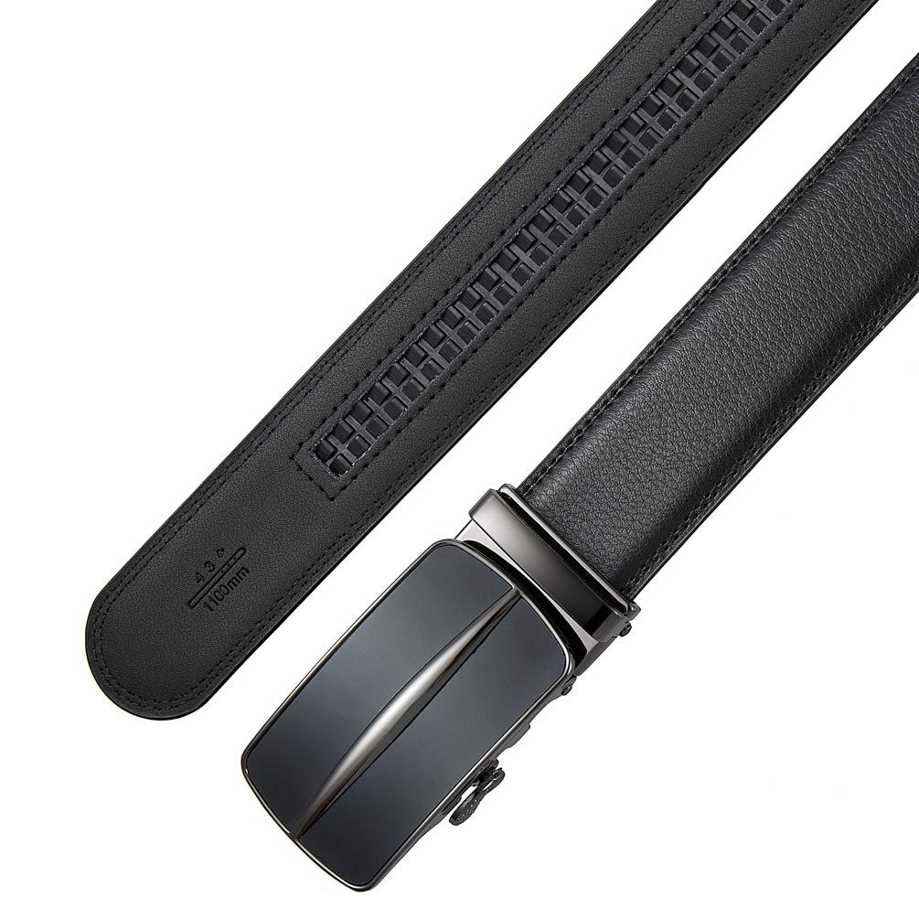 1Pcs Two-Layer Leather Automatic Buckle Belt, Men'S Belt Casual Business Cowhide Belt Ly36-0094-1