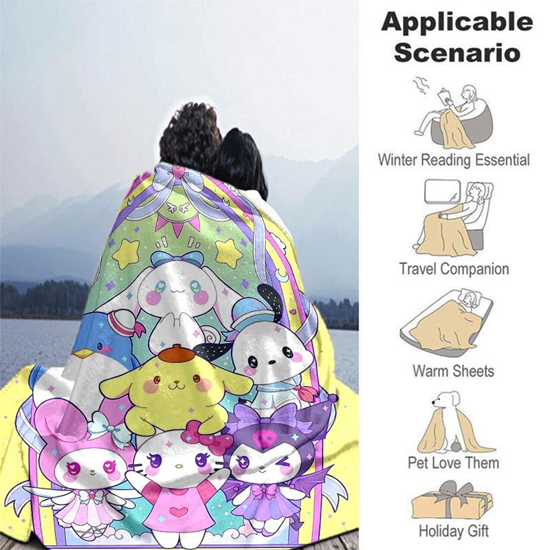 1pc Pastel Rainbow Friends Blanket, Home Decorative Throw Blanket for Family and Friend, Soft Warm Bedding Coverlet, All Seasons Use, Unique Gift Idea