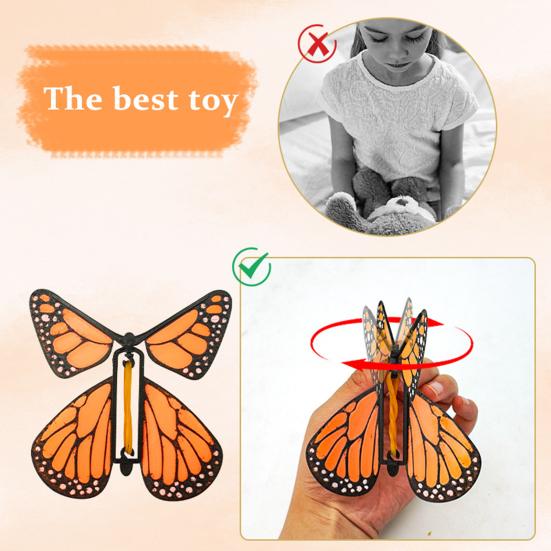 Wind Up Fluttering Butterfly Toy Flying Motion Butterfly Bookmarks with Rubber Band Mechanism Colorful Cardstock Wings