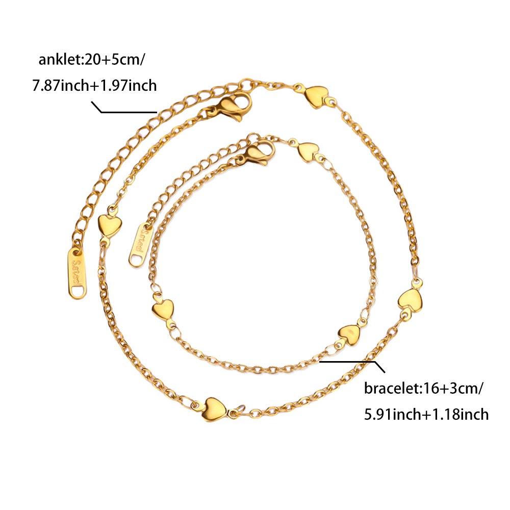 Tiny Heart Stainless Steel Anklet Gold Color Anti Fading Foot Anklets Bracelet Summer Beach Accessories Vintage Jewelry Gifts
