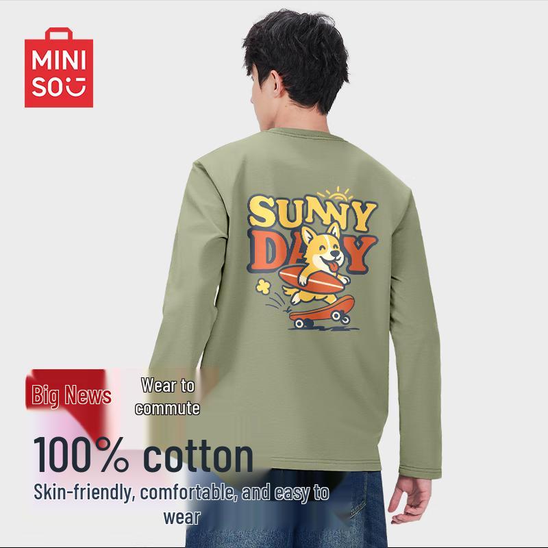MINISO Men s Loose Fit Round Neck Long Sleeve T-Shirt 3XL