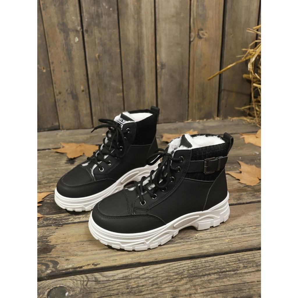 Senhoras, Sapatos de Camurça, Sapatos de Cadarço, Sapatos de Sola Grossa, Botas de Neve, Sapatos Quentes, Sapatos Grossos, Confortáveis, Sapatos Casuais, Botins