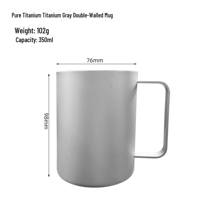 High-End Double-Layered Insulated Pure Titanium Coffee Mug with Handle 350ml