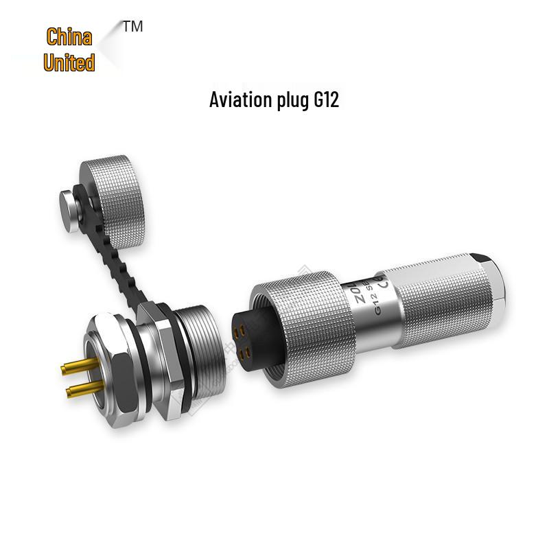 G12 IP67 Waterproof Push-Pull Aviation Connector, Gold-Plated 4-Pin Reverse Mount