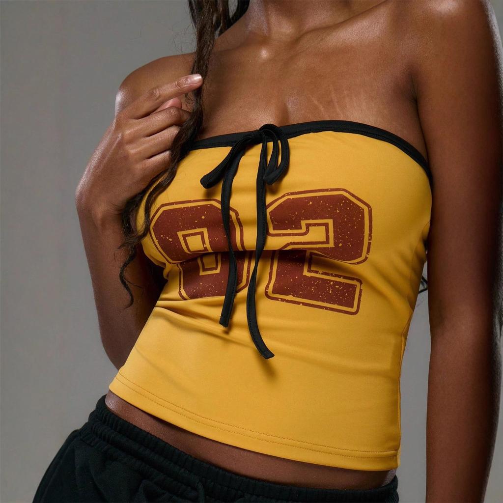 American street personalized tube top design sense digital printing strap short navel vest wholesale