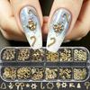 12 Grids Metal Christmas Nail Art Charms Golden Christmas Tree Candy Snowman Bow Snowflakes Christmas Winter Nail Decorations