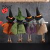 Festive Halloween Ornament Hanging Decoration Spooky Pumpkin/Ghost/Witch/Black Cat Doll with Scary Witch Burlap Skirt for Haunted House