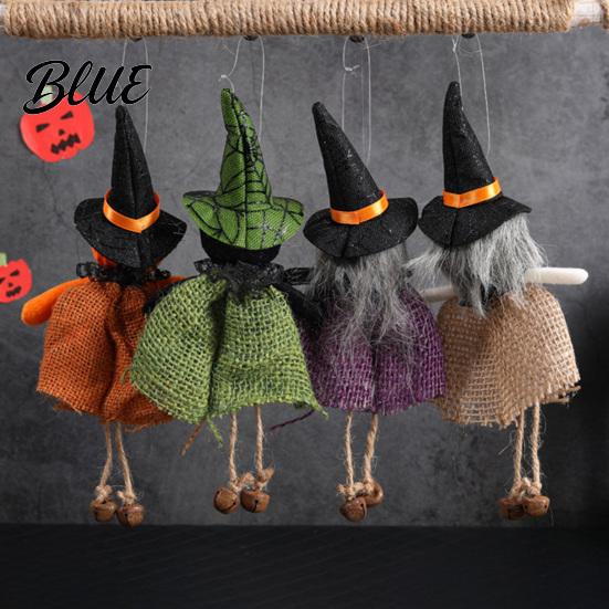 Festive Halloween Ornament Hanging Decoration Spooky Pumpkin/Ghost/Witch/Black Cat Doll with Scary Witch Burlap Skirt for Haunted House