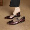 Krazing Pot Cow Skin Spring Summer Size 41 Thick Low Heels Women Square Toe Leopard Metal Buckle Shallow Pumps