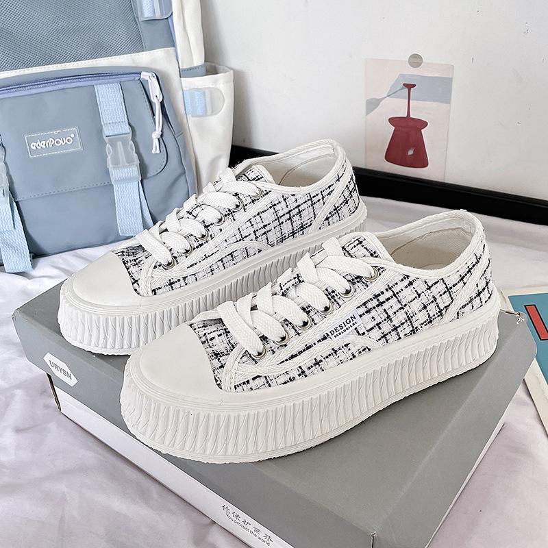 

Xiaoxiangfeng парусиновые туфли женские 2025 новые осенние универсальные повседневные тканевые туфли модные дизайнерские туфли на платформе печенье 35