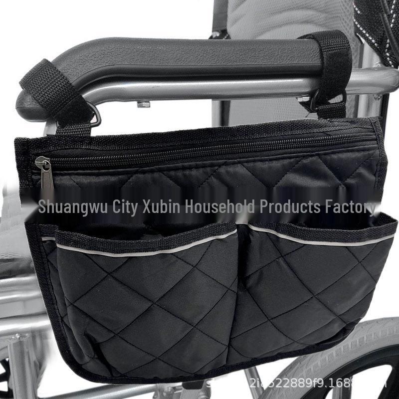 TEMU Multifunctional Wheelchair Armrest Storage Bag with Reflective Strip