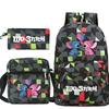 3 Piece School Backpack Set for Students Large Capacity Oxford Cloth Schoolbag with Shoulder Strap and Pencil Case