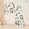 Women Plus Size White Floral Printed Two Piece Set Three Quarter Sleeve Cardigan Sleeveless Long Dress