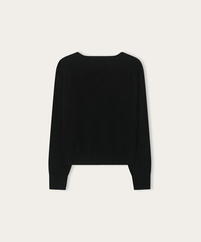 ATA Cadiz Wool Cashmere V-Neck Pullover_Black