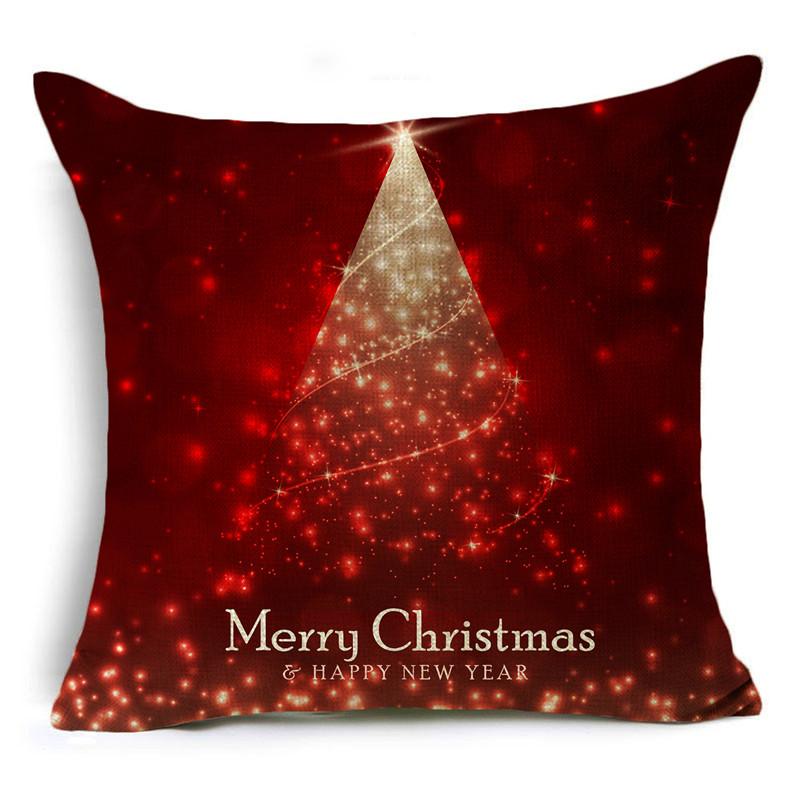 Home Decor Nordic Christmas Red Printed Polyester Pillowcase For Living Room Bedroom Decor Funda De Almohada