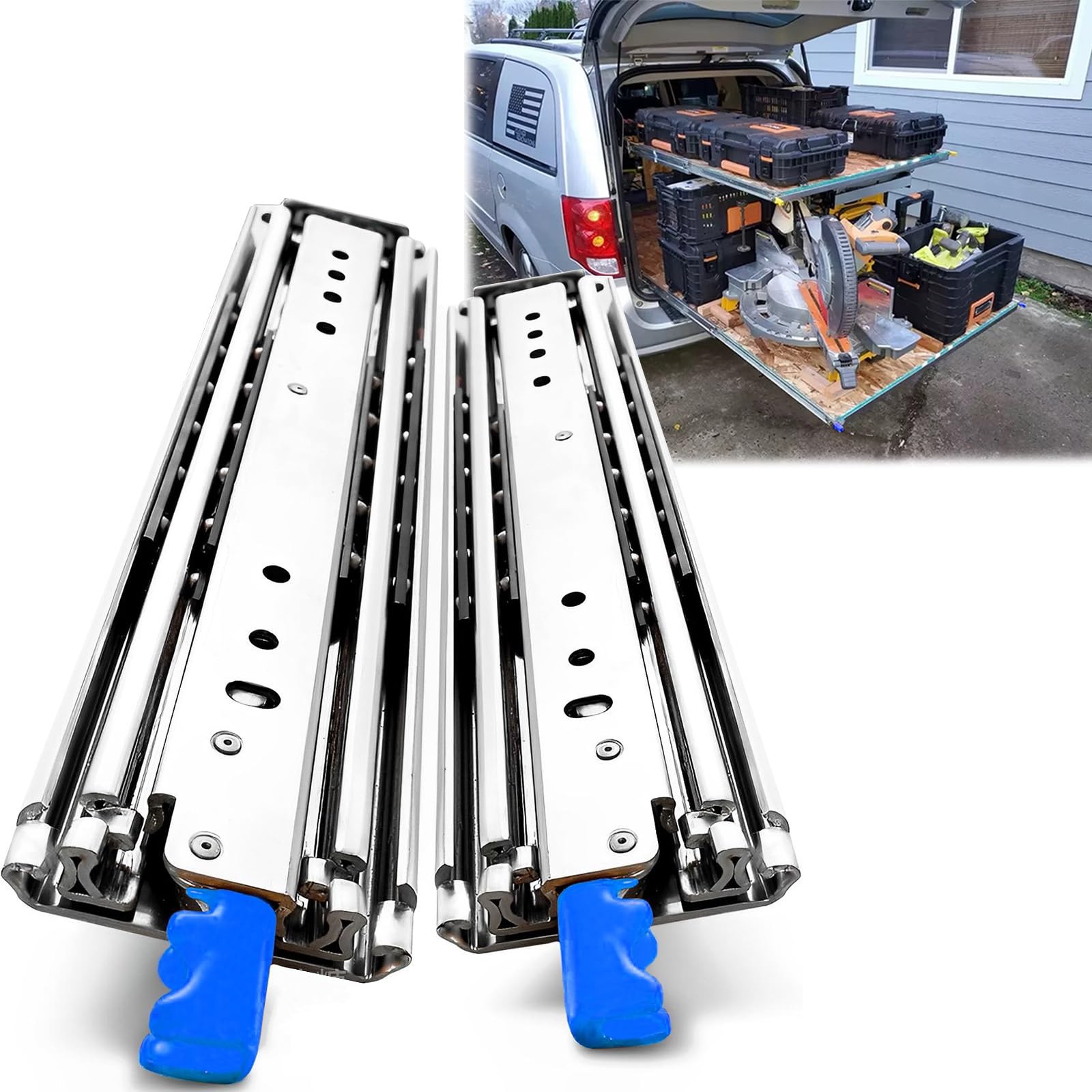 

Висувна рейка TLIKYI із замком для ваги Важка висувна рейка Максимальна вантажопідйомність 120 кг Width 53mm 900mm срібний