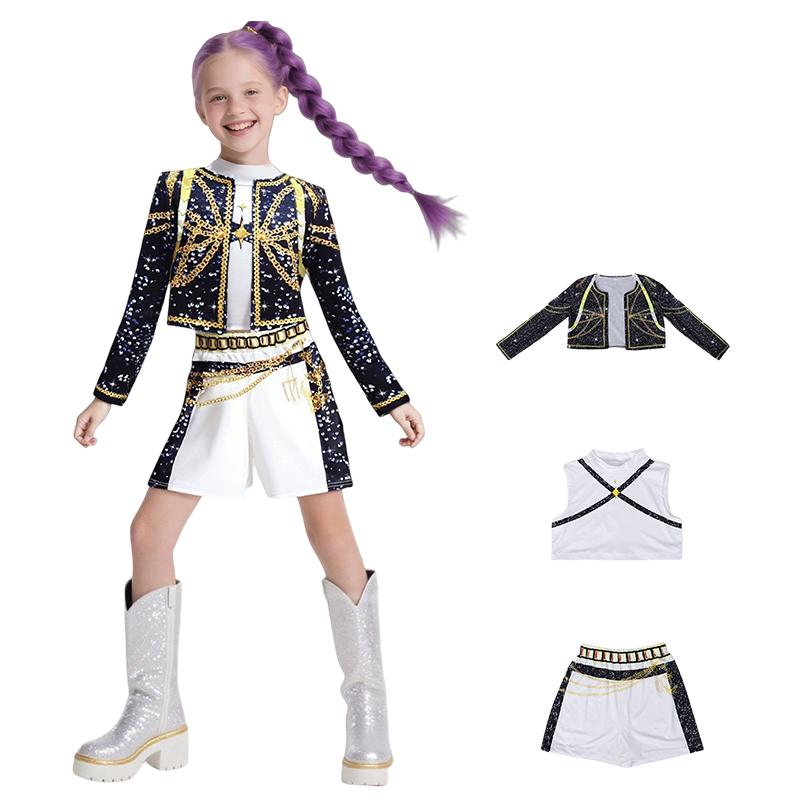 Kpop Kids Girls Hunters Rumi Mira Zoey Cosplay Costume Anime Hunters Carnival Costume Wig Suit Halloween Costume for Child