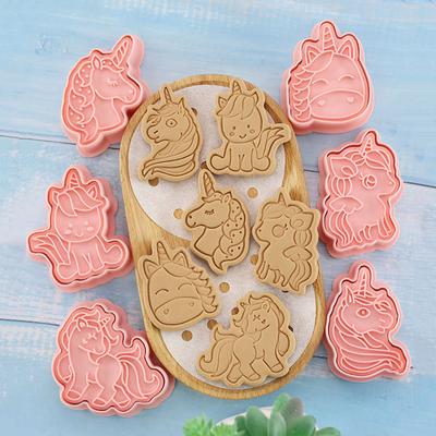 6Pcs/Set Cute Unicorn Biscuit Cutter Cartoon Compressible Biscuit Mold Kitchen Baking Utensils Pastry Party Articles