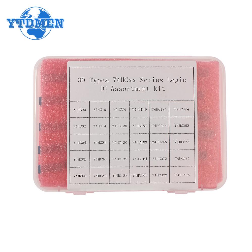 30pcs/box Logic IC Integrated Circuit 74HC Series Assortment Kit 74HC595 74HC573 74HC393 74HC00 74HC30 DIP Register Chip Driver