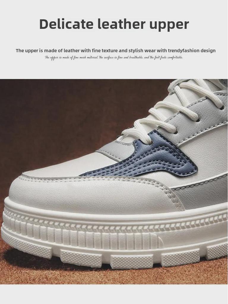 Thick Plush Cotton High-Top Canvas Shoes for Teens: Sporty, Comfortable, Height-Boosting White Sneakers for Winter