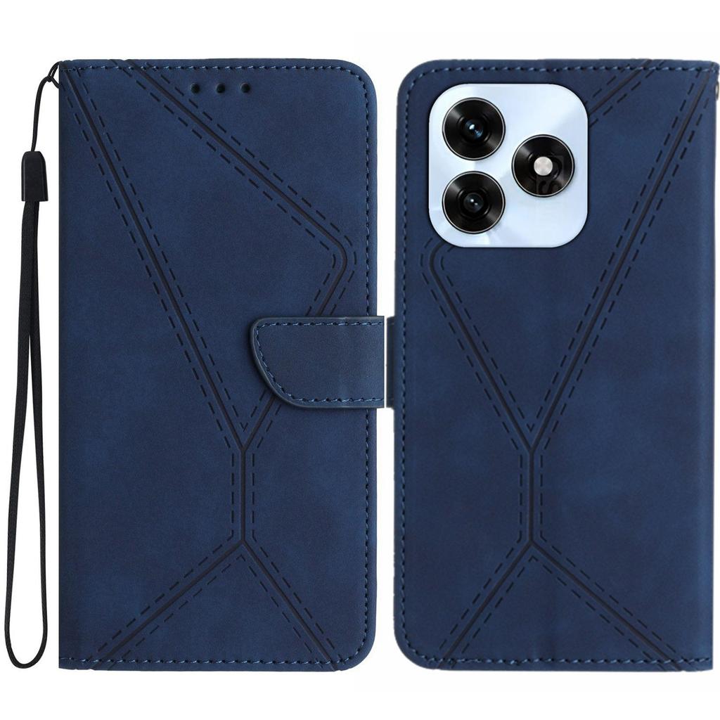 For Honor X5c Plus 4G Case Skin Touch Lines Imprinted PU Leather Flip Phone Cover