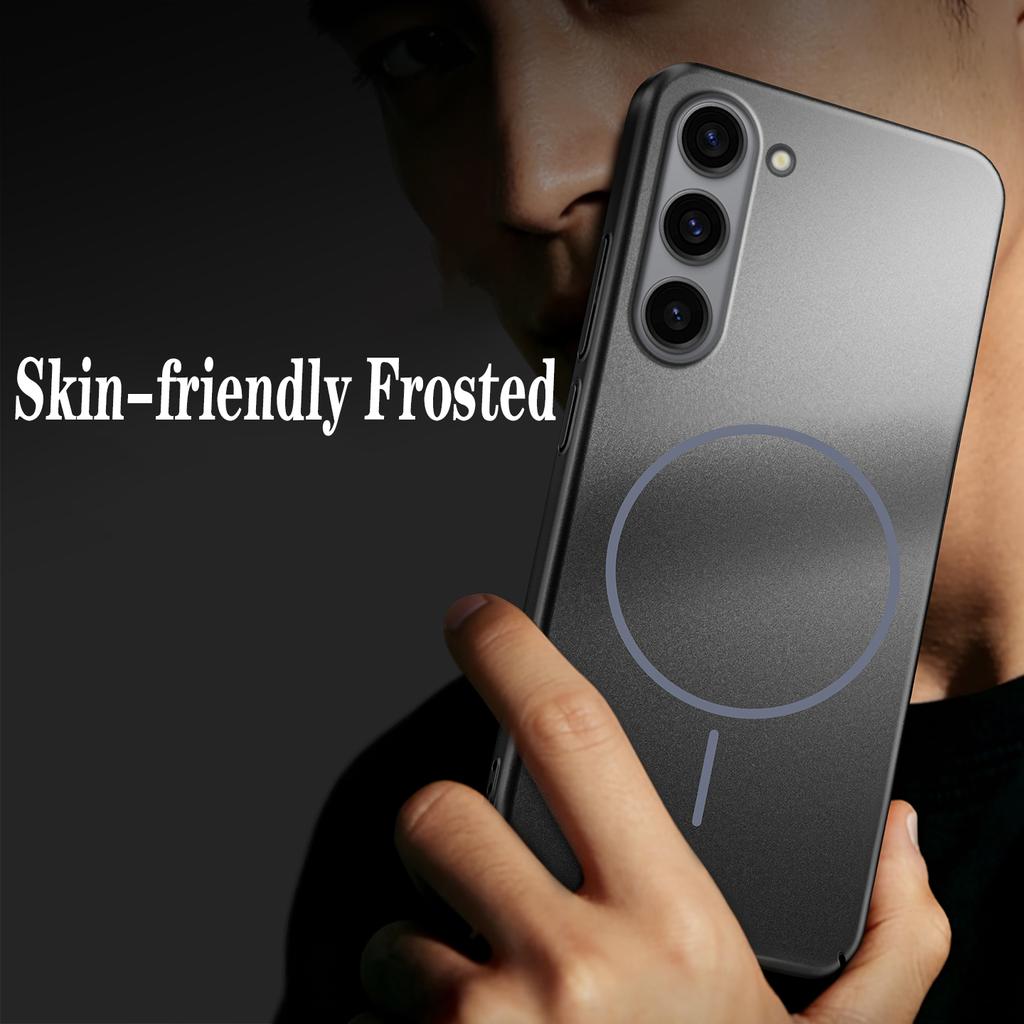 Ultra Thin Metallic Paint Magnetic Case For Samsung S25 S24 S23 S22 Ultra Plus For Magsafe Wireless Charging Armor Hard PC Cover