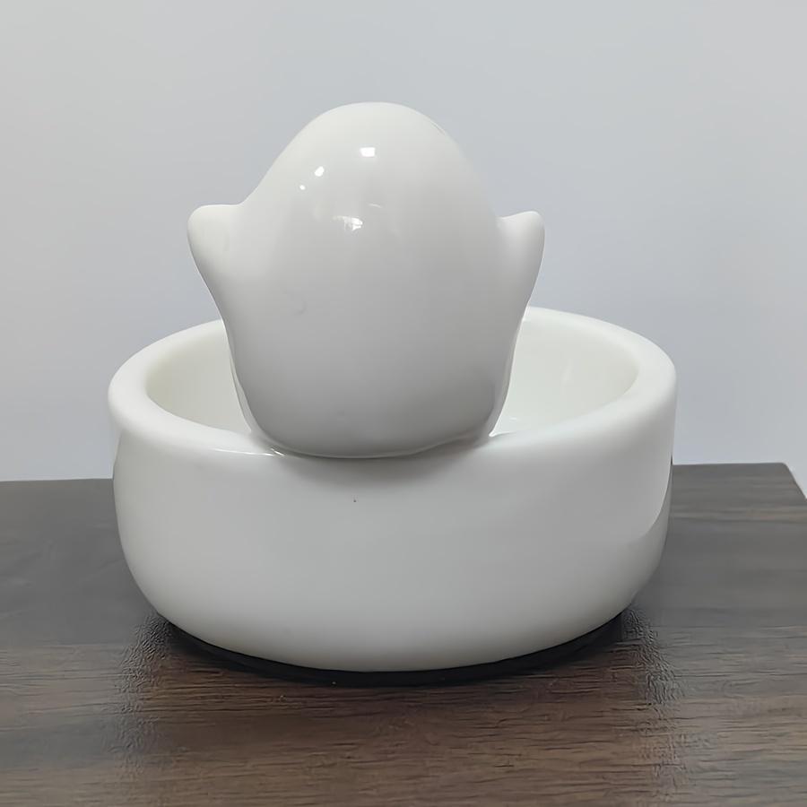 1pc, Ceramic Ghost Tea Light Candle Holder, Decorative Spooky Themed Home Decor Accessory, Round Base, For Halloween & Year-Round Display