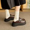 British Style Platform Small Leather Shoes Women's 2025 Spring New One-pedal Loafers Retro Round Head Japanese Jk Single Shoes