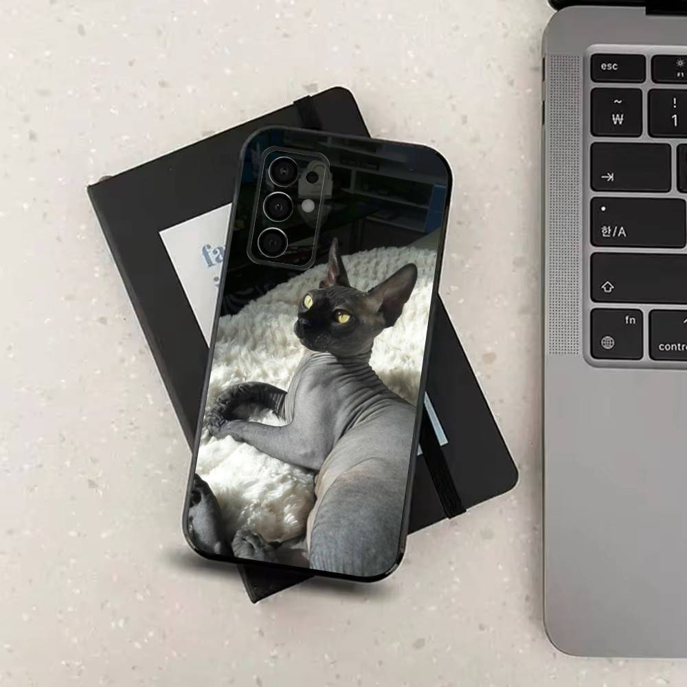 Pet Sphynx Sphinx Cat  For Samsung Galaxy A53,31,52,72,41,Note,J7,8,9,5G,22,73,32,71, Soft Black Silicone Case