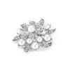 Brooch Diamond Flower Pearl Alloy Fashion for Exquisite Present Cloth DecorationsSilver