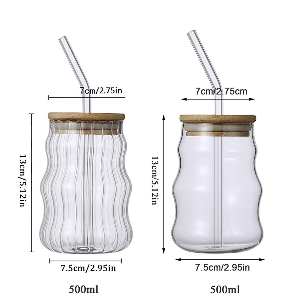 1pc Glass Cup 530ml Water Glasses Stripe Mug Heat-resistant Tumbler Drinkware Perfect For Tea Juice Milk Coffee For Party