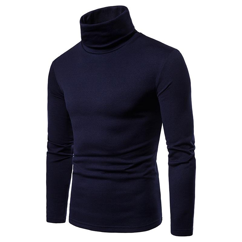 Men S Plus Size Fitted High Neck Long Sleeve Solid Color T Shirt