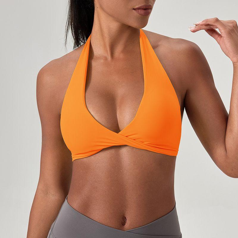 Hanging Neck Sling Sports Vest Women Slim fit With Chest Pad Outdoor Fitness Bra Running Top Yoga Underwear High Elastic