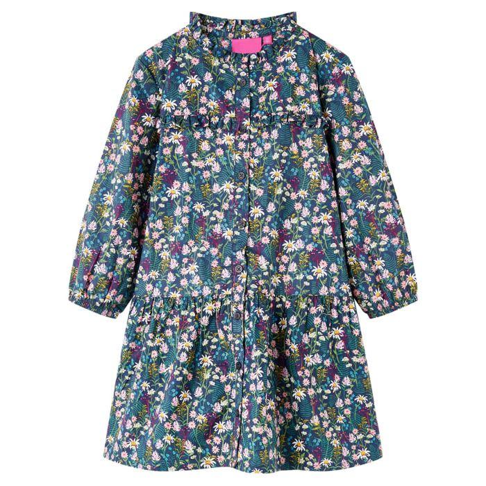 Robe - vidaXL - Robe manches longues - 100% Lyocell - Imprimé floral - Taille 116 (5-6 ans)