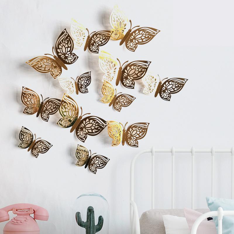 Lasergeschnittene 3D Schmetterlings-Wanddeko für Zuhause, Party, Hochzeit, Girlande, Pappschmuck mit Lotusblumen