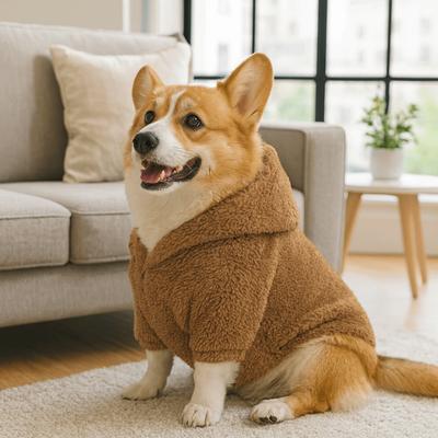 Fuzzy Warm Dog Fleece Hoodie Soft Cozy Dog Sweater Apparel Double-Sided Plush Pet Fleece Costume Indoor