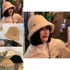 Stylish Warm Fluffy Bucket Hat For Women Winter Cotton Knit Large Brim Fashion