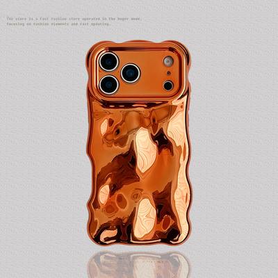 Modische Kosmische Orange Blasen Meteoritenstruktur Handyhülle Für iPhone 17 Pro Max 16 15 14 13 12 11 Air 3D TPU Rückseite