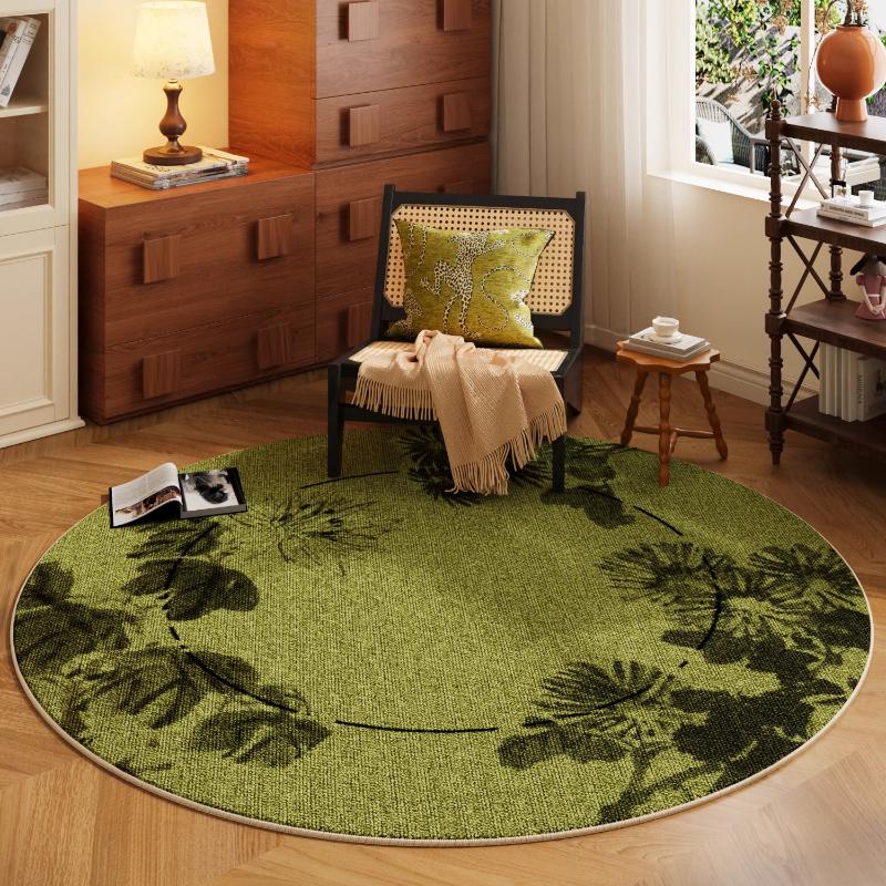 Nordic Style Bedroom Decor Green Carpet Round Carpets for Living Room Washable Bedside Soft Floor Mat Anti-slip Cloakroom Rug