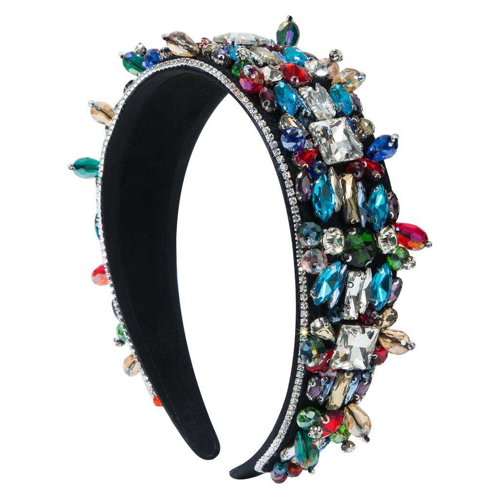 Korean Luxury Full Diamond Crystal Women's Headband Heavy Craft Hand-Beaded Glass Diamonds High Quality Banquet Hair Accessory
