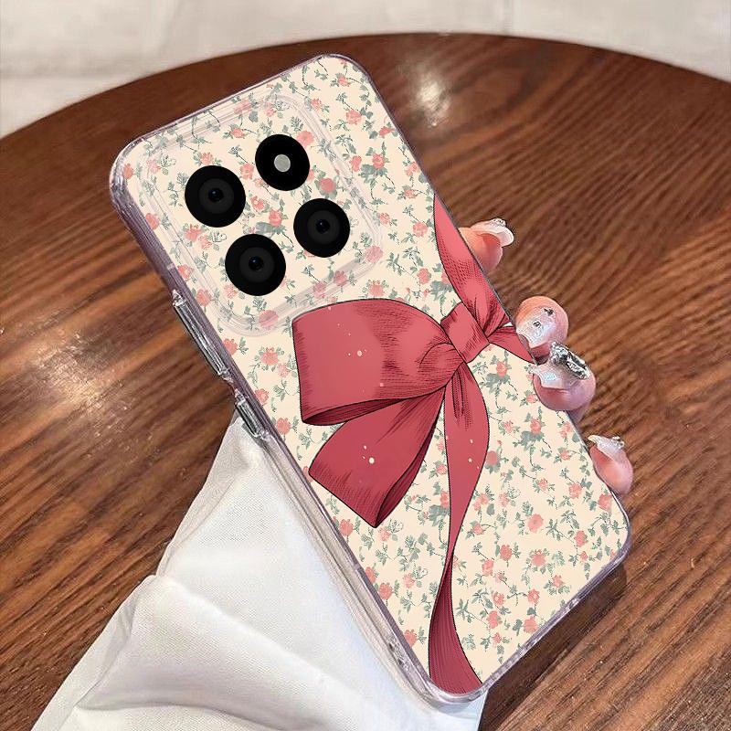 Pink Bowknots Floral Pattern Case For Xiaomi Redmi Note 15 Pro 4G Funda Redmi Note 14 13 Pro 5G Clear TPU Silicone Soft Cover